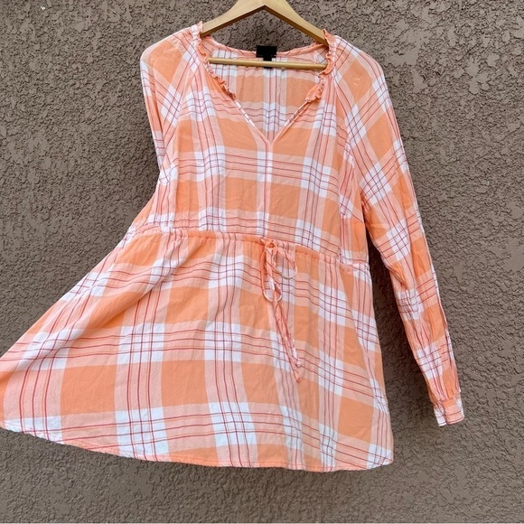 Torrid Rayon Crepe Tie Waist Peasant Blouse Shirt Top Womens Size 1X Plaid - Picture 5 of 14